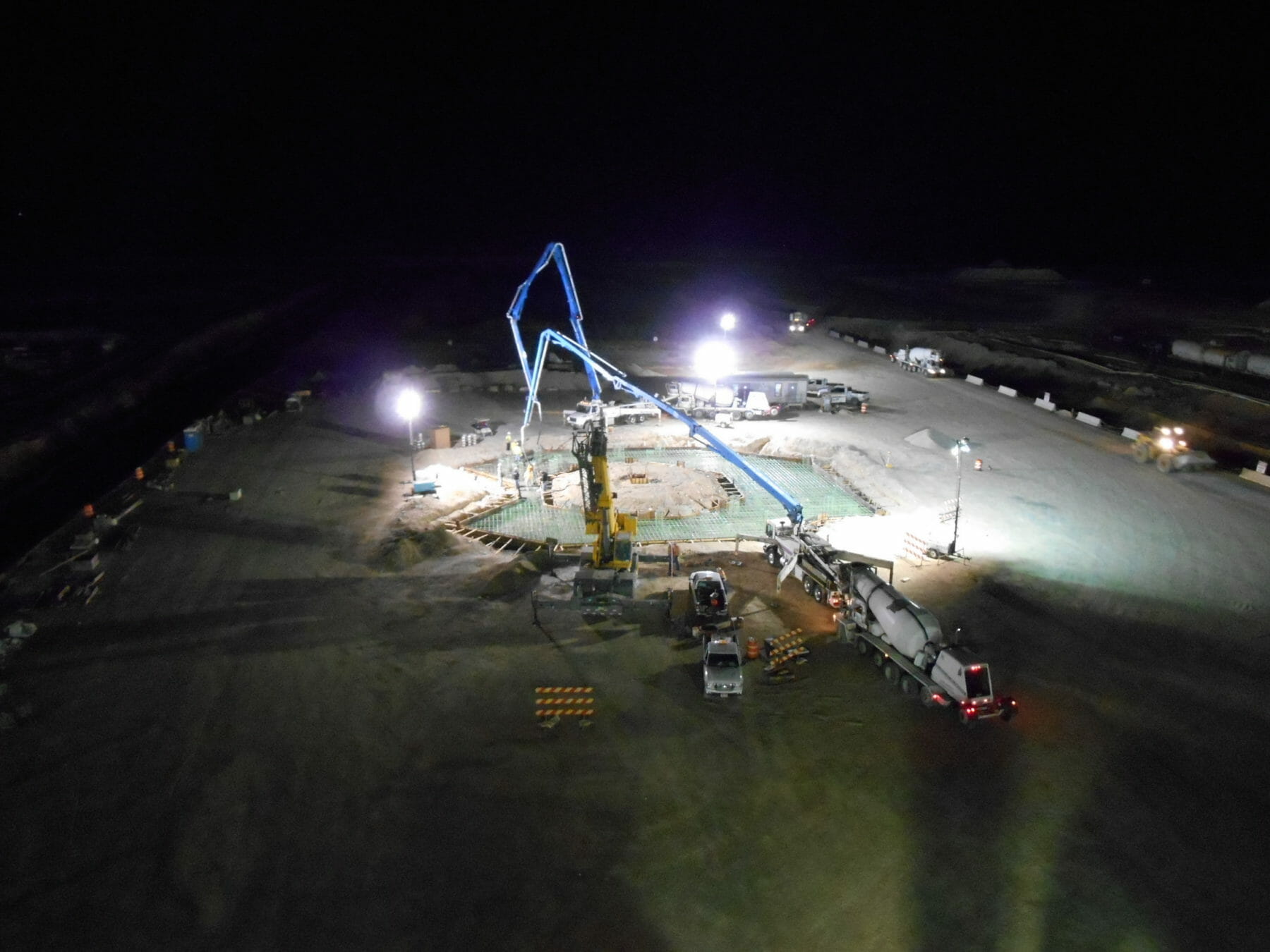 Night Construction Site Cement Foundation | Industrial Plant Construction Contractors | Judson Construction Company