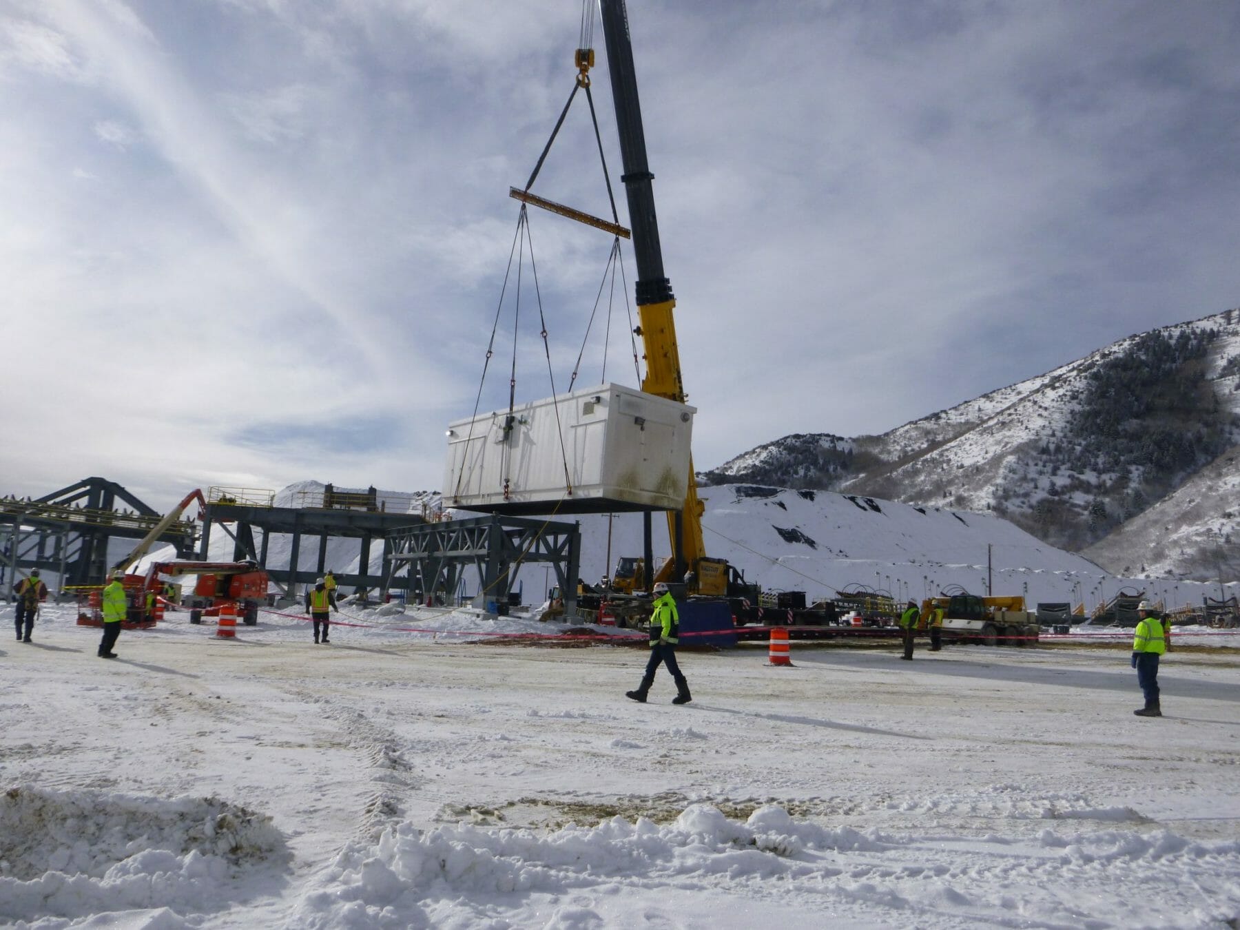 Agricultural Construction Site in Snow